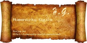 Humenszky Gyula névjegykártya